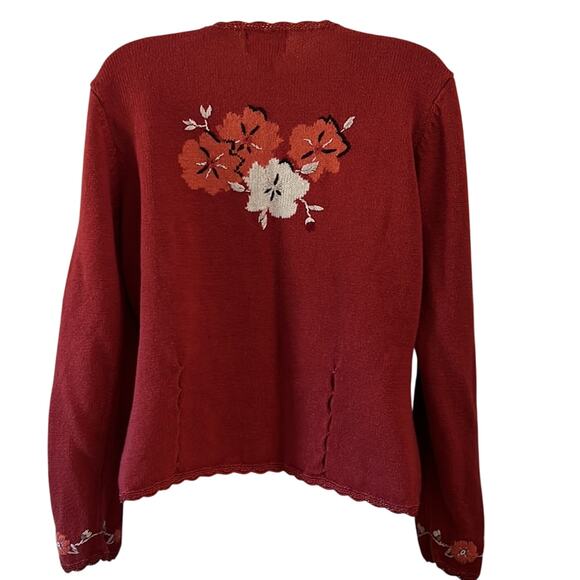 Christopher & Banks Rust Floral Embroidered Sweater Size M - Picture 3 of 9